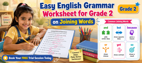 Simple Joining Words Practice Worksheet for Class 2 Students