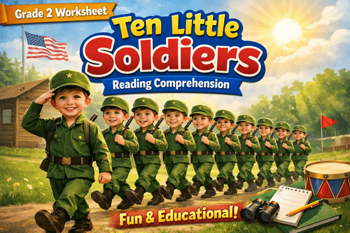 Ten Little Soldiers Poem Practice Worksheet for Kids [Free PDF]