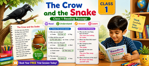The Crow and the Snake Story Reading Exercises for Class 1