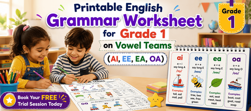 Vowel Teams Practice Sheets for Class 1 English Learners