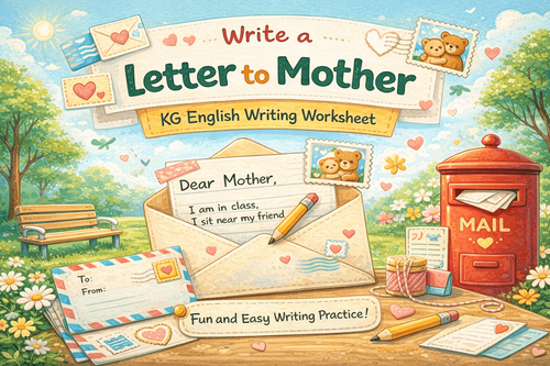 Write a Letter to Mother – KG English Writing Worksheet
