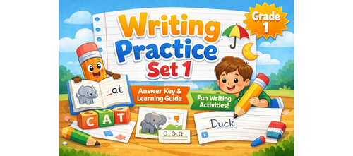 Writing Practice Set 1 Worksheet for Grade 1 Students