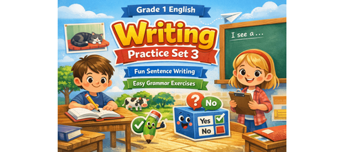 Writing Practice Set 3 for Kids – Grade 1 Worksheet