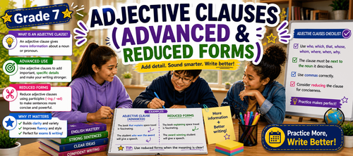 Class 7 Adjective Clauses Worksheet: Grammar Worksheet