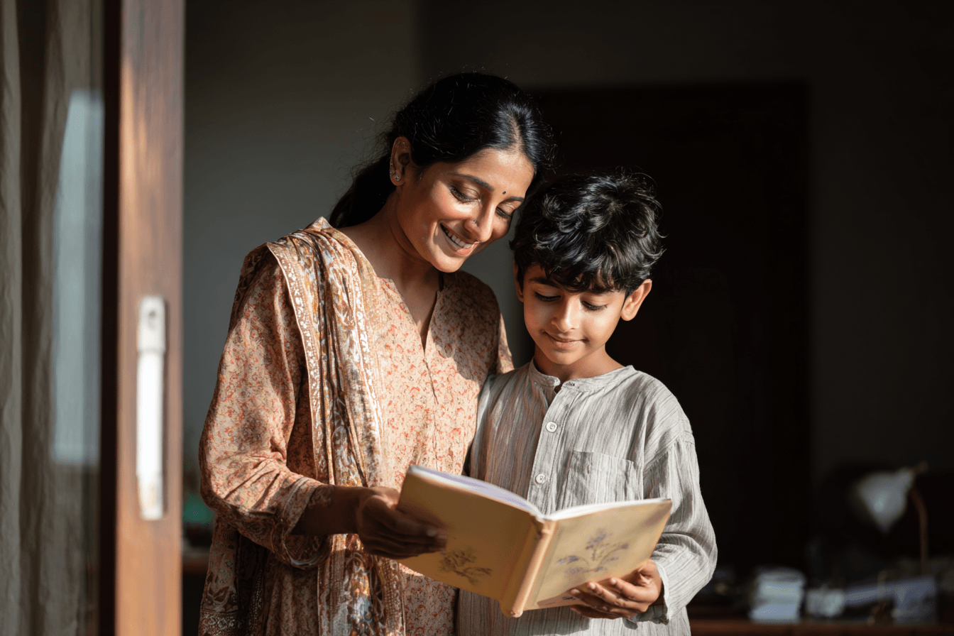 school assembly getting taught by mother